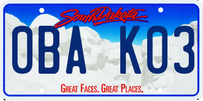 SD license plate 0BAK03