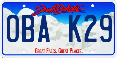 SD license plate 0BAK29
