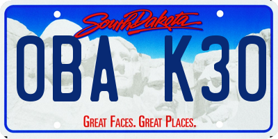 SD license plate 0BAK30
