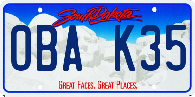 SD license plate 0BAK35