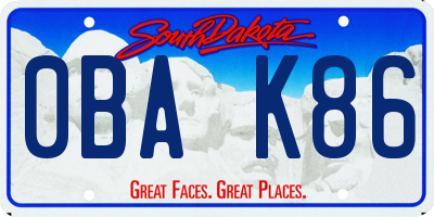 SD license plate 0BAK86