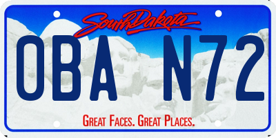 SD license plate 0BAN72