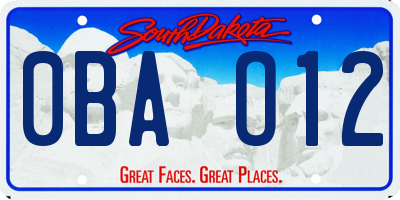 SD license plate 0BAO12