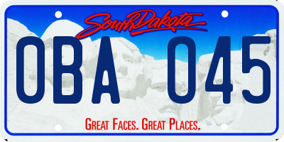 SD license plate 0BAO45