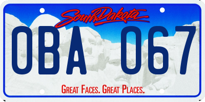 SD license plate 0BAO67