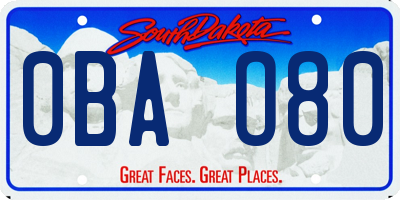 SD license plate 0BAO80