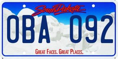 SD license plate 0BAO92