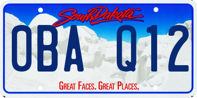 SD license plate 0BAQ12