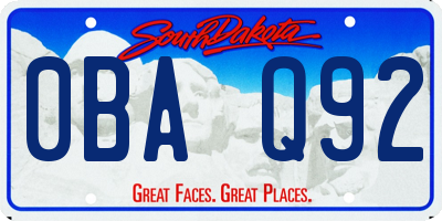 SD license plate 0BAQ92