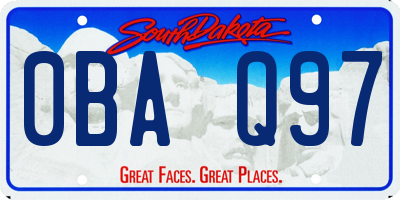 SD license plate 0BAQ97