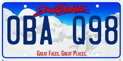 SD license plate 0BAQ98