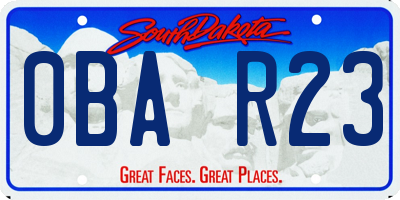 SD license plate 0BAR23