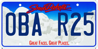 SD license plate 0BAR25