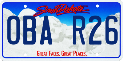 SD license plate 0BAR26