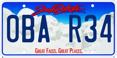 SD license plate 0BAR34