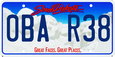 SD license plate 0BAR38