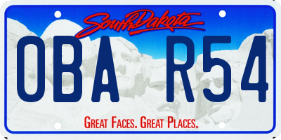 SD license plate 0BAR54