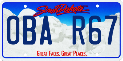 SD license plate 0BAR67