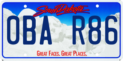 SD license plate 0BAR86