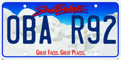 SD license plate 0BAR92