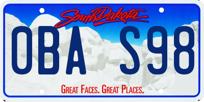 SD license plate 0BAS98