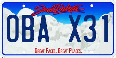 SD license plate 0BAX31