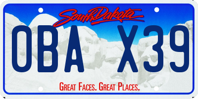 SD license plate 0BAX39
