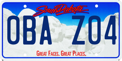 SD license plate 0BAZ04