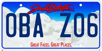 SD license plate 0BAZ06