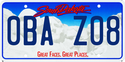SD license plate 0BAZ08