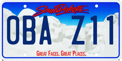 SD license plate 0BAZ11