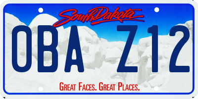 SD license plate 0BAZ12