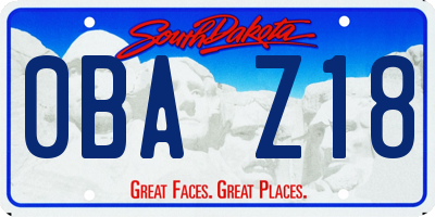 SD license plate 0BAZ18