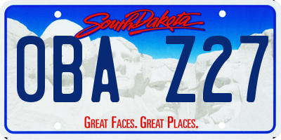 SD license plate 0BAZ27