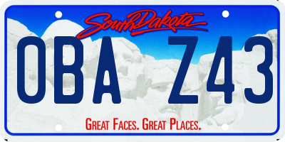 SD license plate 0BAZ43