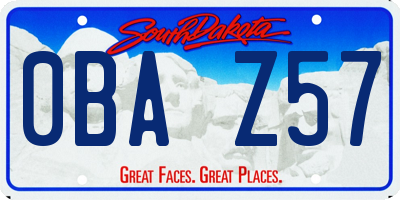 SD license plate 0BAZ57