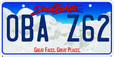 SD license plate 0BAZ62