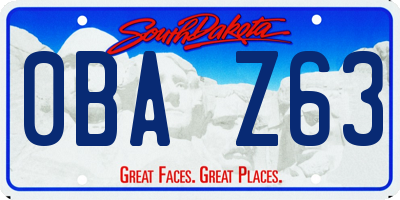 SD license plate 0BAZ63