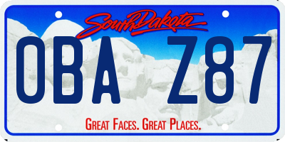 SD license plate 0BAZ87