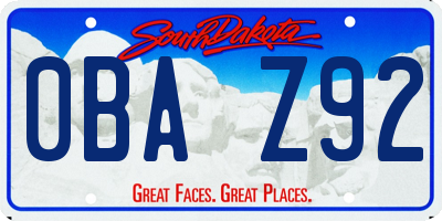SD license plate 0BAZ92