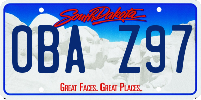 SD license plate 0BAZ97