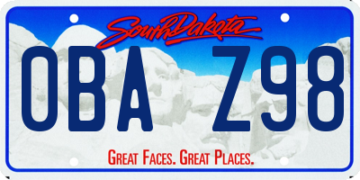 SD license plate 0BAZ98