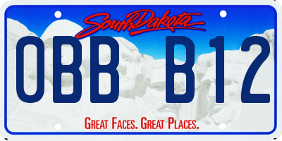 SD license plate 0BBB12