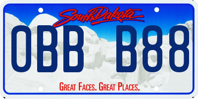 SD license plate 0BBB88