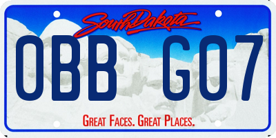 SD license plate 0BBG07
