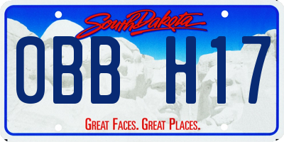 SD license plate 0BBH17