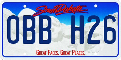 SD license plate 0BBH26