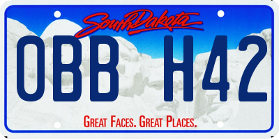 SD license plate 0BBH42