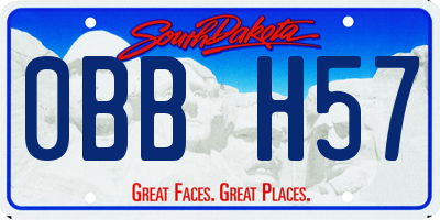 SD license plate 0BBH57