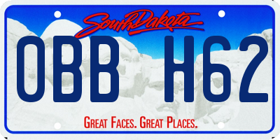 SD license plate 0BBH62